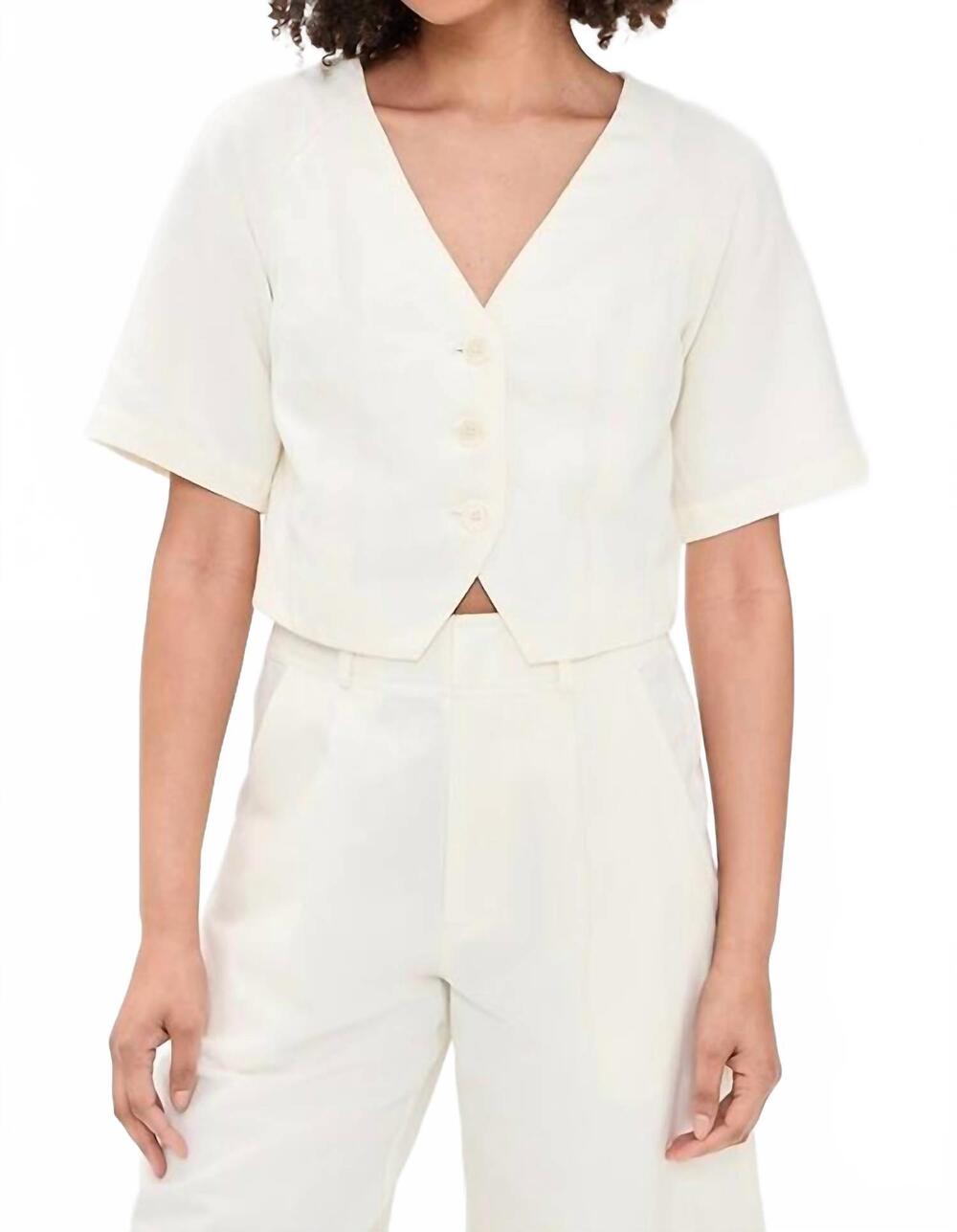 NEW APIECE APART lia crop blouse in cream